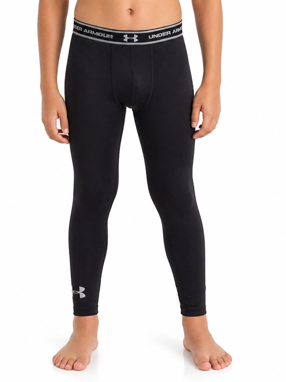 Under Armour Boys ColdGear Compression Leggings Black Youth YXL Base Layer
